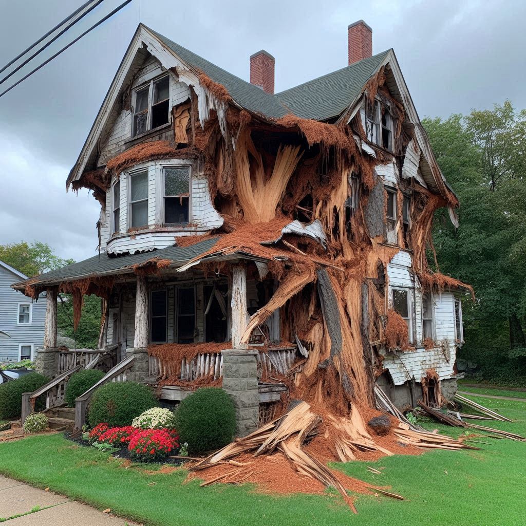Signs Your Revere Home Needs a Tree Inspection Damaged tree on an Revere home showing signs of disease and decay